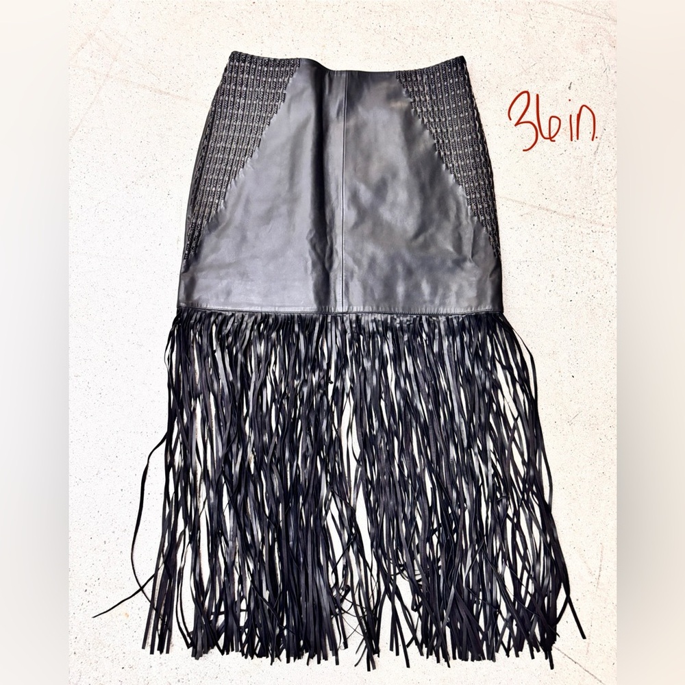 GENUINE LEATHER Fringe skirt